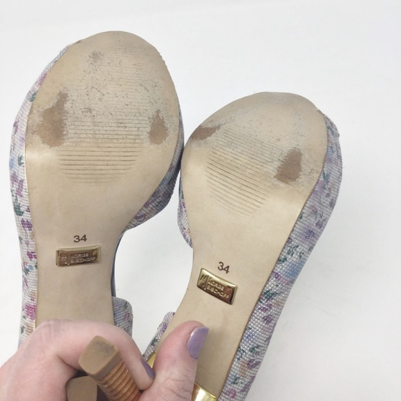 Jorge Bischoff Open Toe Blue Heel Pumps Sz Euro 34 - Picture 7 of 8